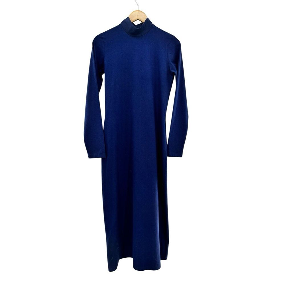 De Loreta Womens Anis Knit Dress Navy Blue Long Sleeve High‎ Neck Size Small